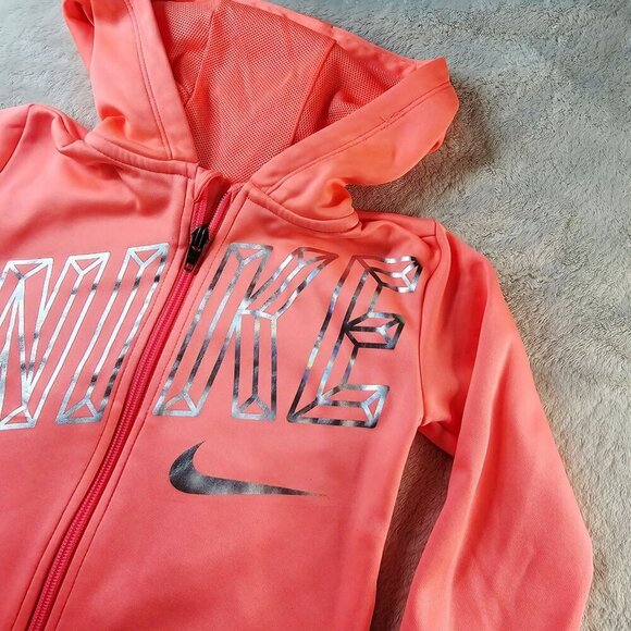 Nike Dri-Fit Coral Full-Zip Hoodie w/ Reflective Text – Beach Blaze Edition 4 - Picture 5 of 10